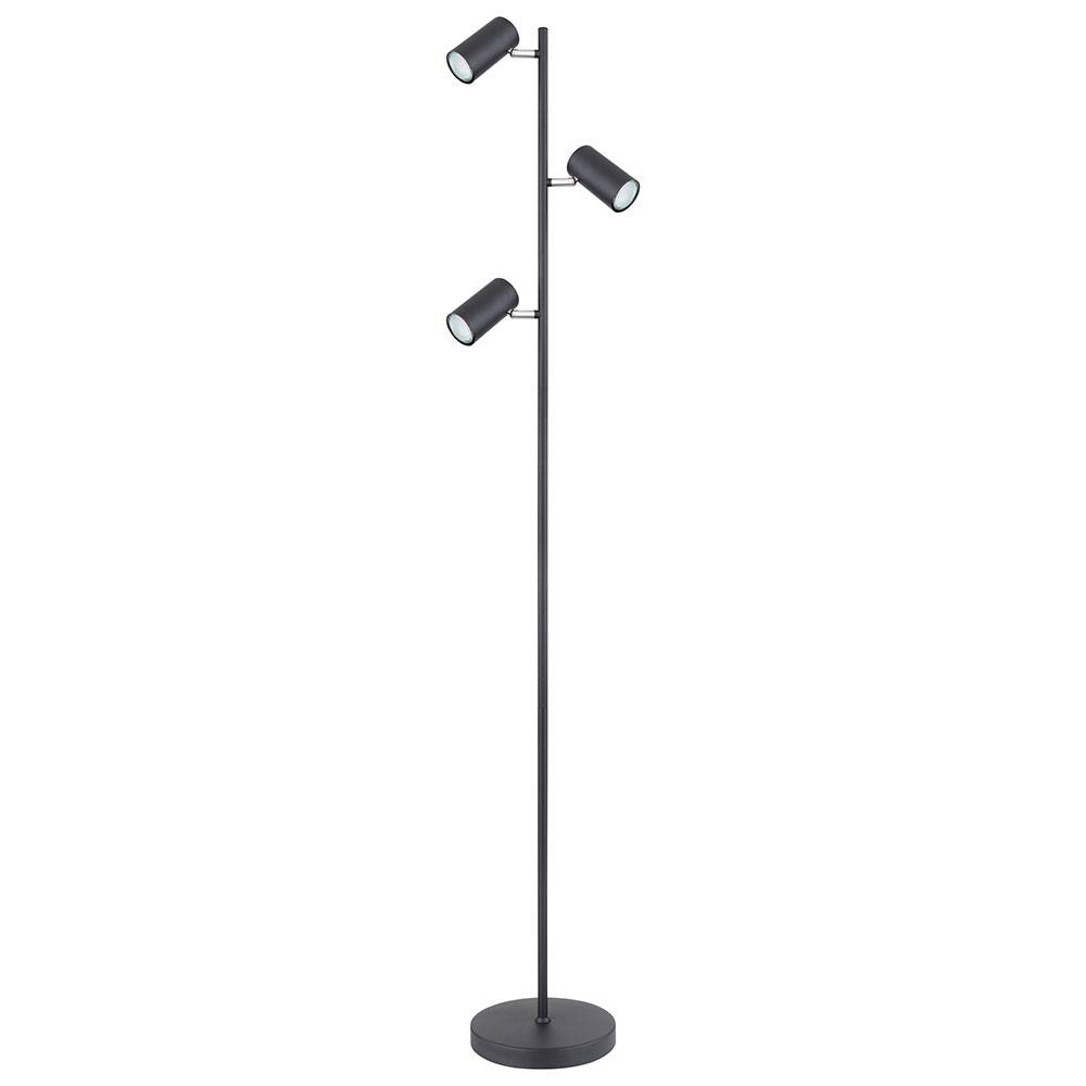 Stehlampe Standleuchte 3 Leuchten schwenkbare Stehlampe Stehleuchte Wohnzimmer Modern schwarz, 3 Flammig, Metall, 3x GU10, LxBxH 25x23x154 cm