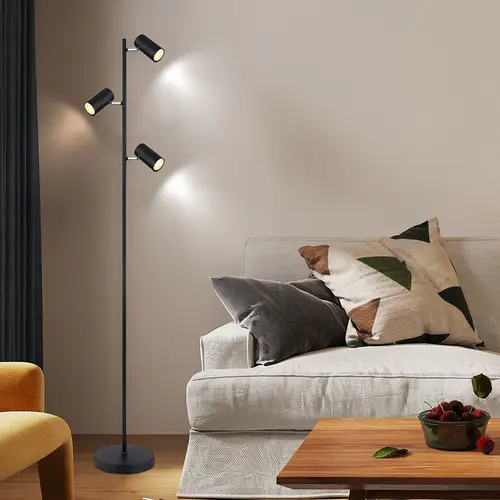 Stehlampe Standleuchte 3 Leuchten schwenkbare Stehlampe Stehleuchte Wohnzimmer Modern schwarz, 3 Flammig, Metall, 3x GU10, LxBxH 25x23x154 cm Stehlampe Standleuchte 3 Leuchten schwenkbare Stehlampe Stehleuchte Wohnzimmer Modern schwarz, 3 Flammig, Metall, 3x GU10, LxBxH 25x23x154 cm