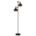 Stehlampe Stehleuchte höhenverstellbar Wohnzimmerlampe Holzoptik schwarz gold, Metall MDF, 2x E27, LxH 44x168 cm Stehlampe Stehleuchte höhenverstellbar Wohnzimmerlampe Holzoptik schwarz gold, Metall MDF, 2x E27, LxH 44x168 cm