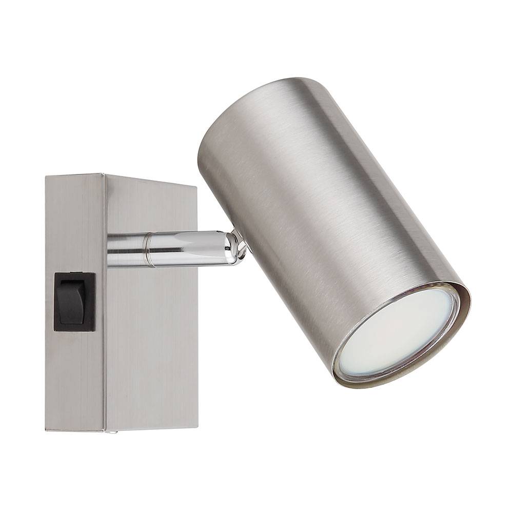 Wandlampe Wandleuchte Metall Wohnzimmerleuchte mit beweglichem Spot, Wohnzimmer Schlafzimmer nickel verchromt, 1x GU10, LxBxH 7x12x10 cm
