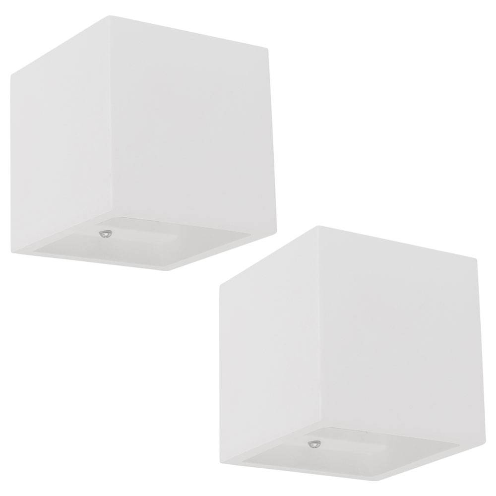 Wandlampe Innen modern Up and Down Wandleuchten Wandleuchte Gips zum Überstreichen, weiß, 1x G9, BxH 11,5x11,5 cm, 2er Set