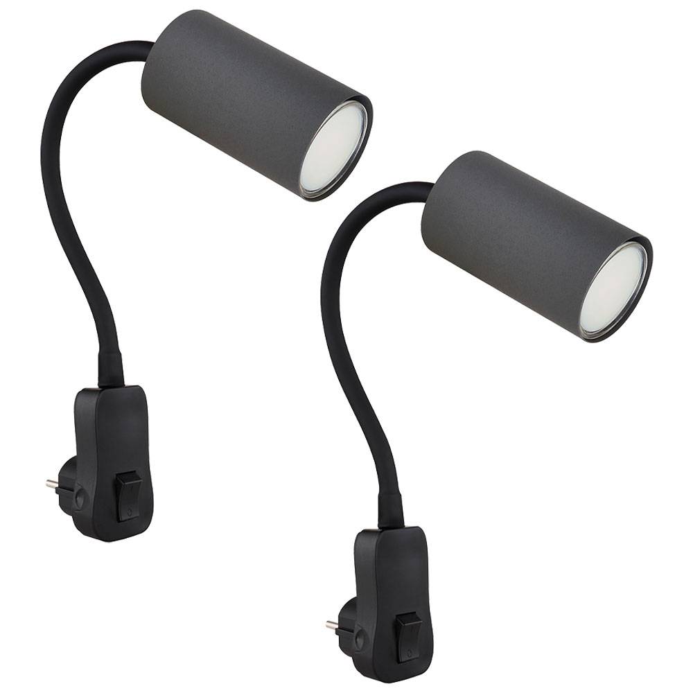 Steckdosenlampe Steckerleuchte Wohnzimmer GU10 mit Schalter Steckdosenleuchte mit schwenkbarem Spot, Schwanenhals, GU10 Fassung, LxBxH 32x5,5x43 cm