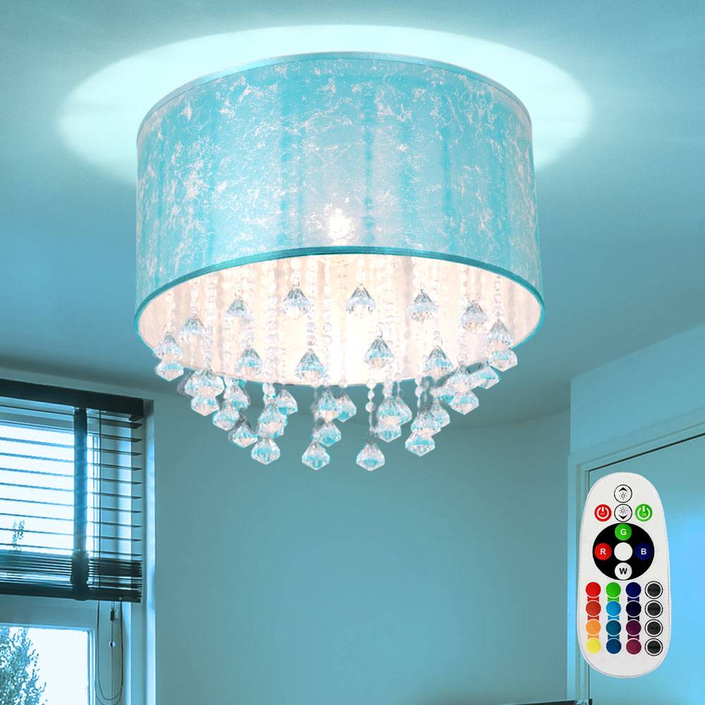 Deckenleuchte Farbwechsel Deckenlampe Fernbedienung dimmbar Lampe mit Kristallbehang, Blattsilber, 1x RGB LED 8,5W 806Lm warmweiß, DxH 40x38 cm