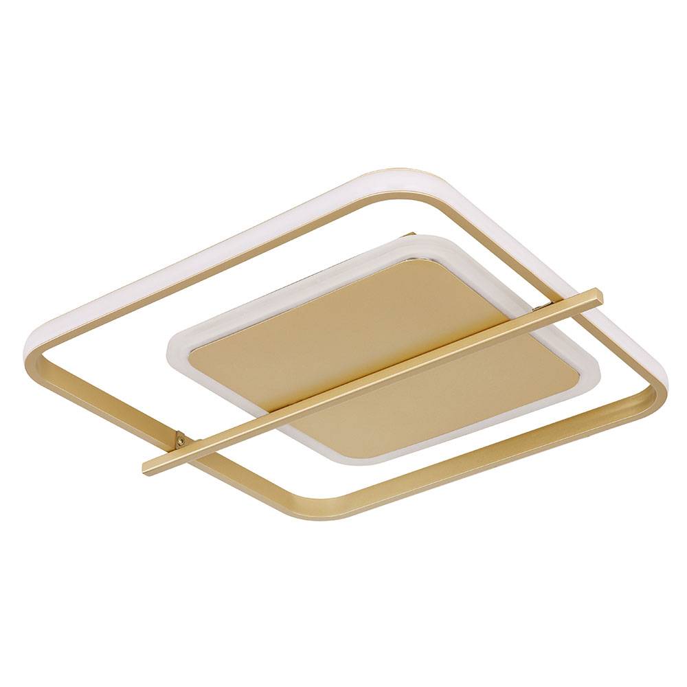 Deckenleuchte Wohnzimmerlampe LED Leuchte goldfarben Deckenlampe Schlafzimmer, Aluminium Metall,1x LED 36W 2650Lm warmweiß, LxBxH 40x36x5 cm