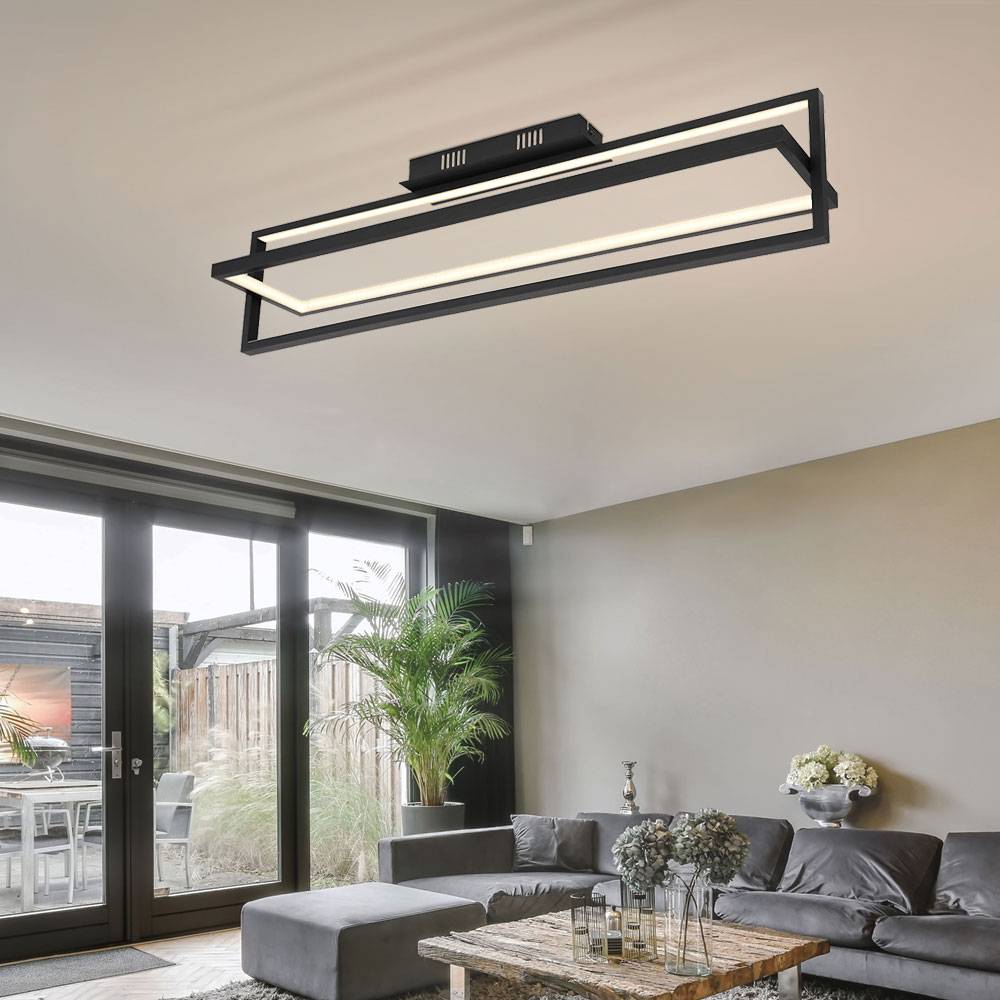 Deckenleuchte Deckenlampe Wohnzimmerlampe, Dimmbar Nachtlicht Fernbedienung Timer schwenkbar, Metall schwarz, 1x LED 23W 880Lm 2700-6500K, LxBxH