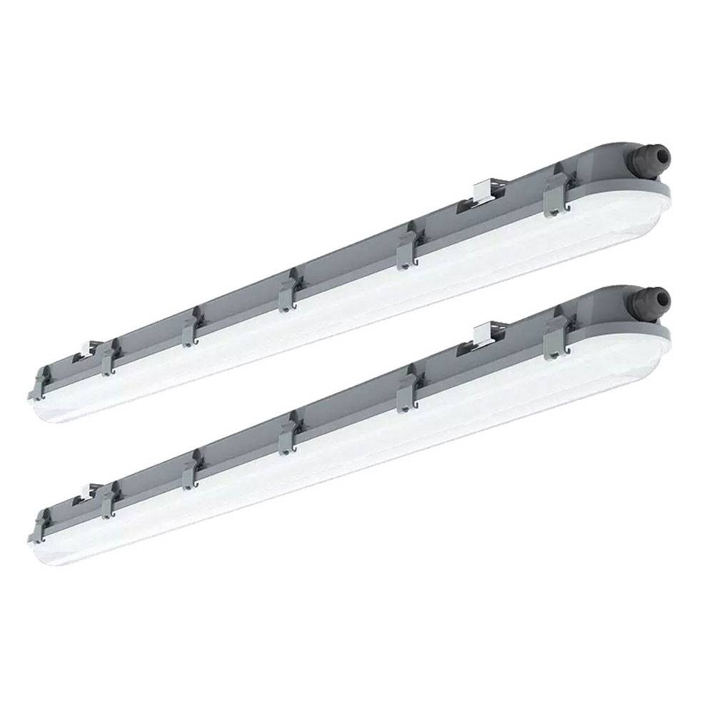 LED Feuchtraumleuchte 60cm Wannenleuchte IP65 LED Lampe, Wasserfest, milchigweiß grau, 18W 2160Lm 4000K, LxBxH 60x7,8x7,2cm, 2er Set