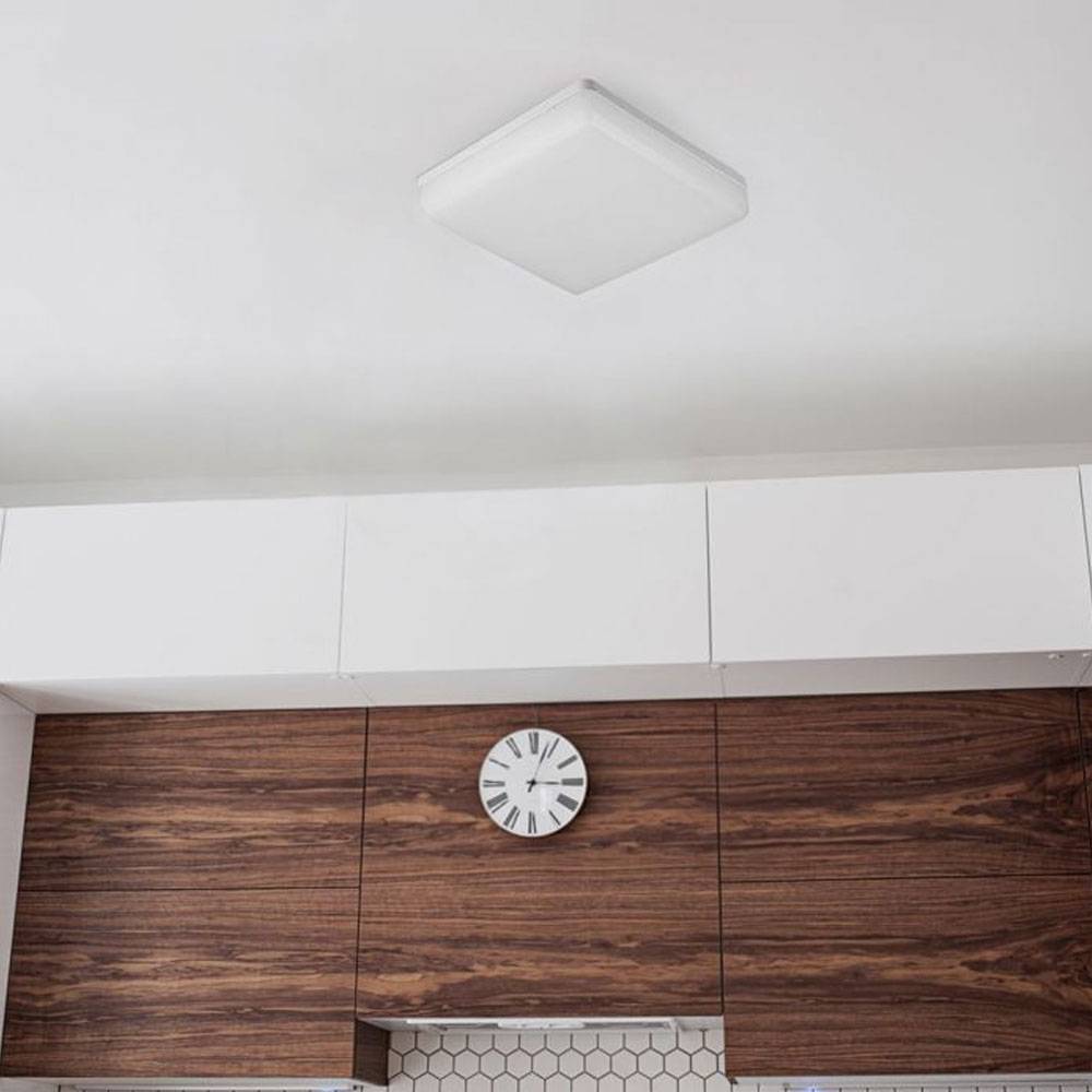 Deckenlampe Büro Deckenleuchte weiß LED Lampe quadratisch, Wohnzimmerleuchte Rahmenlos modern, 1x LED 15 W 1700 lm 3000K warmweiß, LxBxH 20x20x4,75