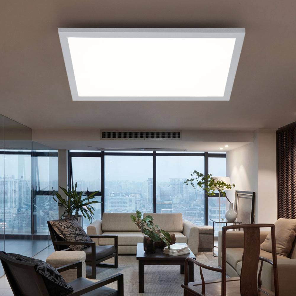 Deckenlampe Einbaupanel modern Büroleuchte LED Einbau Panel, Deckenleuchte weiß Aufbau Deckenpanel, LED 36W 3960lm 4000K, LxBxH 59,5x59,x5x3 cm, 2er