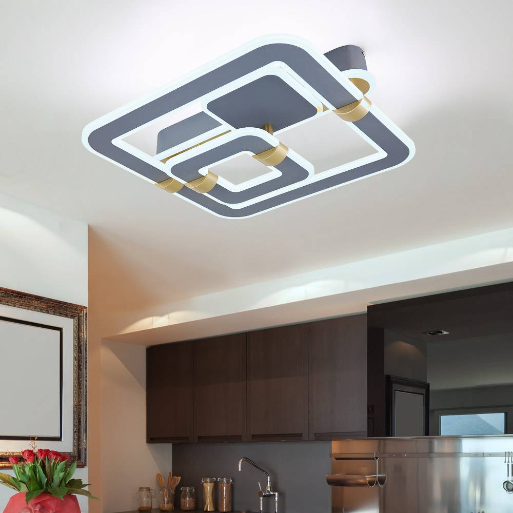 Deckenlampe LED Deckenlampe Schlafzimmerlampe dimmbar CCT Fernbedienung gold grau, 1x LED 2545lm 56 Watt warmweiß-kaltweiß 2700K-6000K, L 50 cm