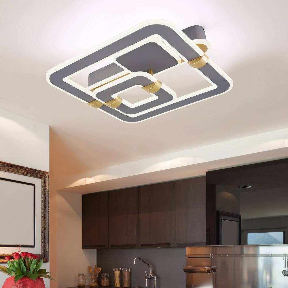 Deckenlampe LED Deckenlampe Schlafzimmerlampe dimmbar CCT Fernbedienung gold grau, 1x LED 2545lm 56 Watt warmweiß-kaltweiß 2700K-6000K, L 50 cm