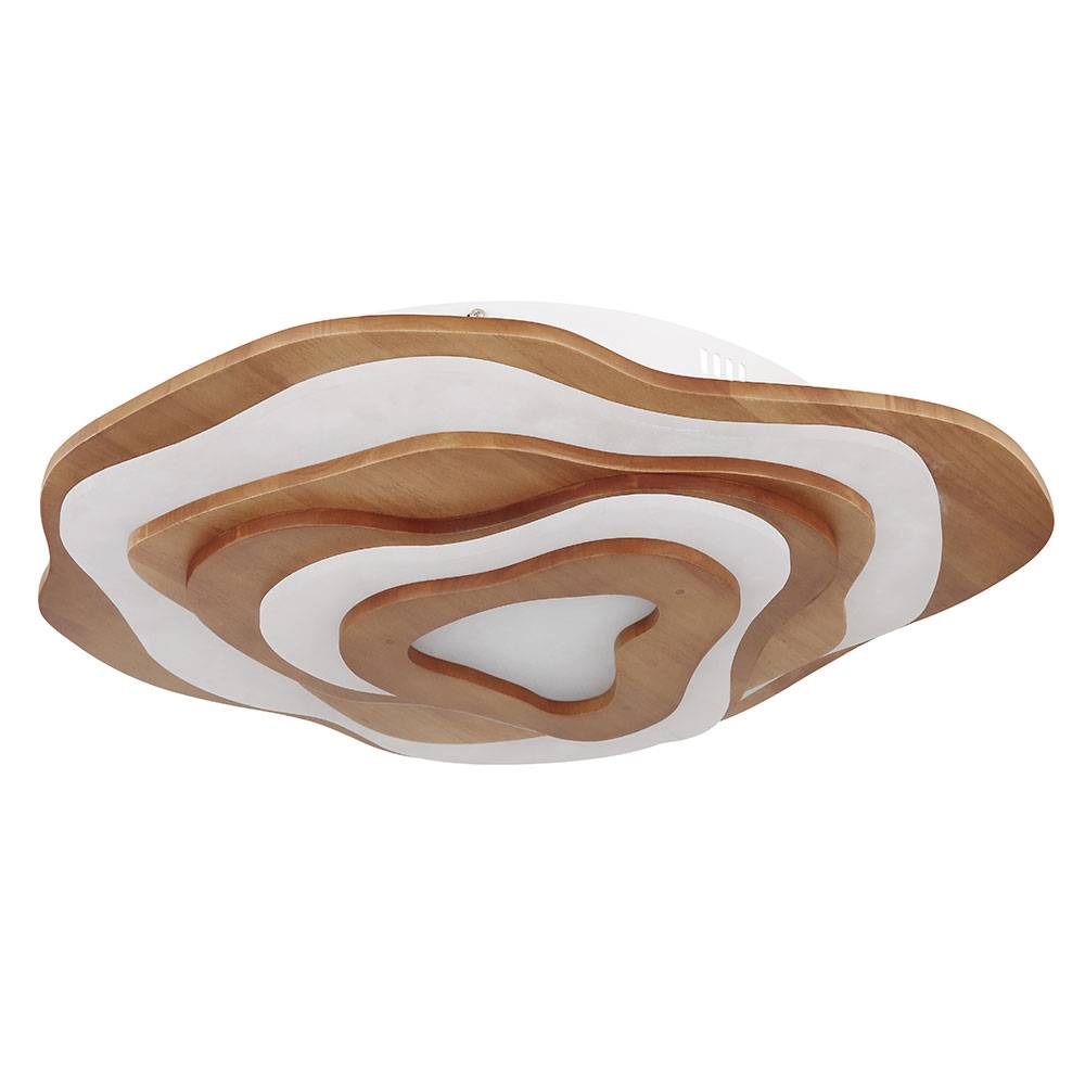 Deckenlampe Schlafzimmerleuchte Fernbedienung CCT Tageslichtlampe Holz, Metall Kunststoff, braun opal, LED 40 W 1600 lm 2700-6500 K warmweiß-kaltwei