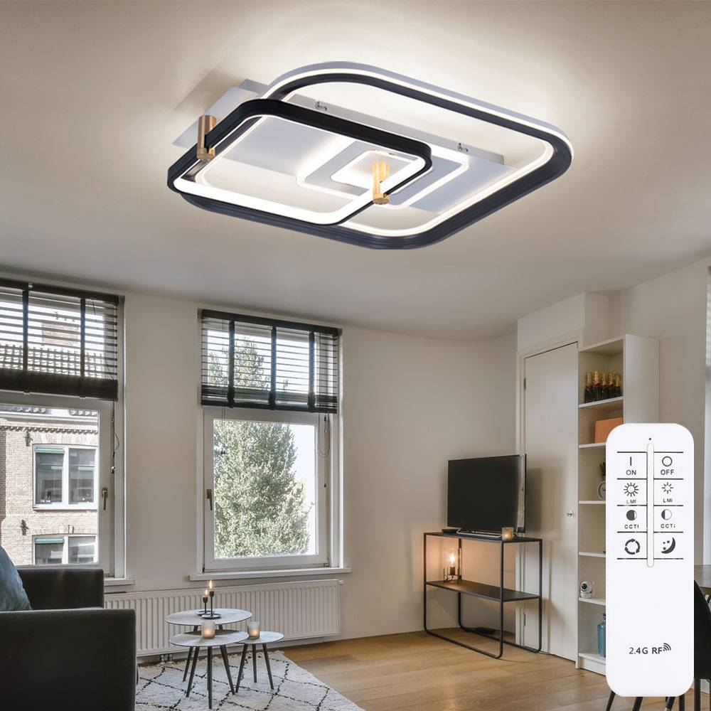 LED Deckenlampe Schlafzimmerlampe Wohnzimmerleuchte, Dimmbar Fernbedienung Nachtlicht Memory, 48W 2260lm 2700K-6000K warmweiß-kaltweiß, L 52 cm