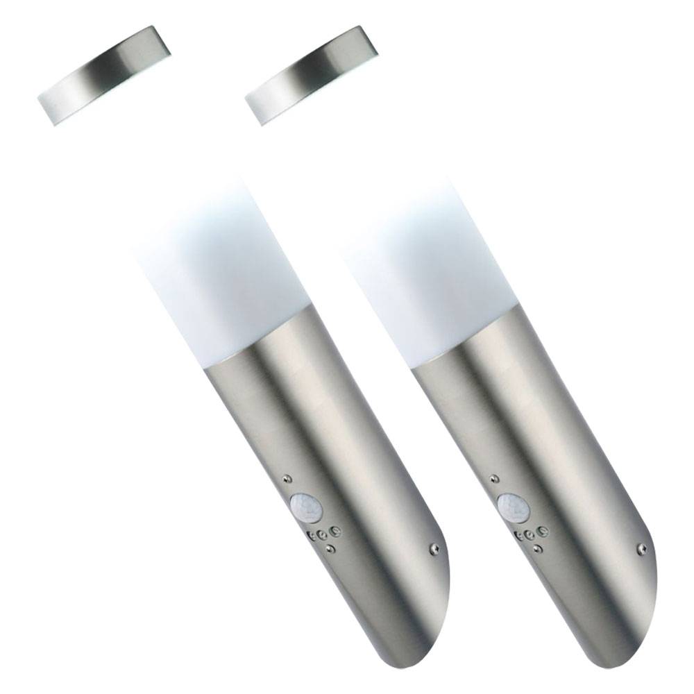 LED Außenlampe Wandleuchte mit Bewegungsmelder Edelstahl IP44 Außenbeleuchtung Außen Wandlampe Fackel Lampe im 2er Set