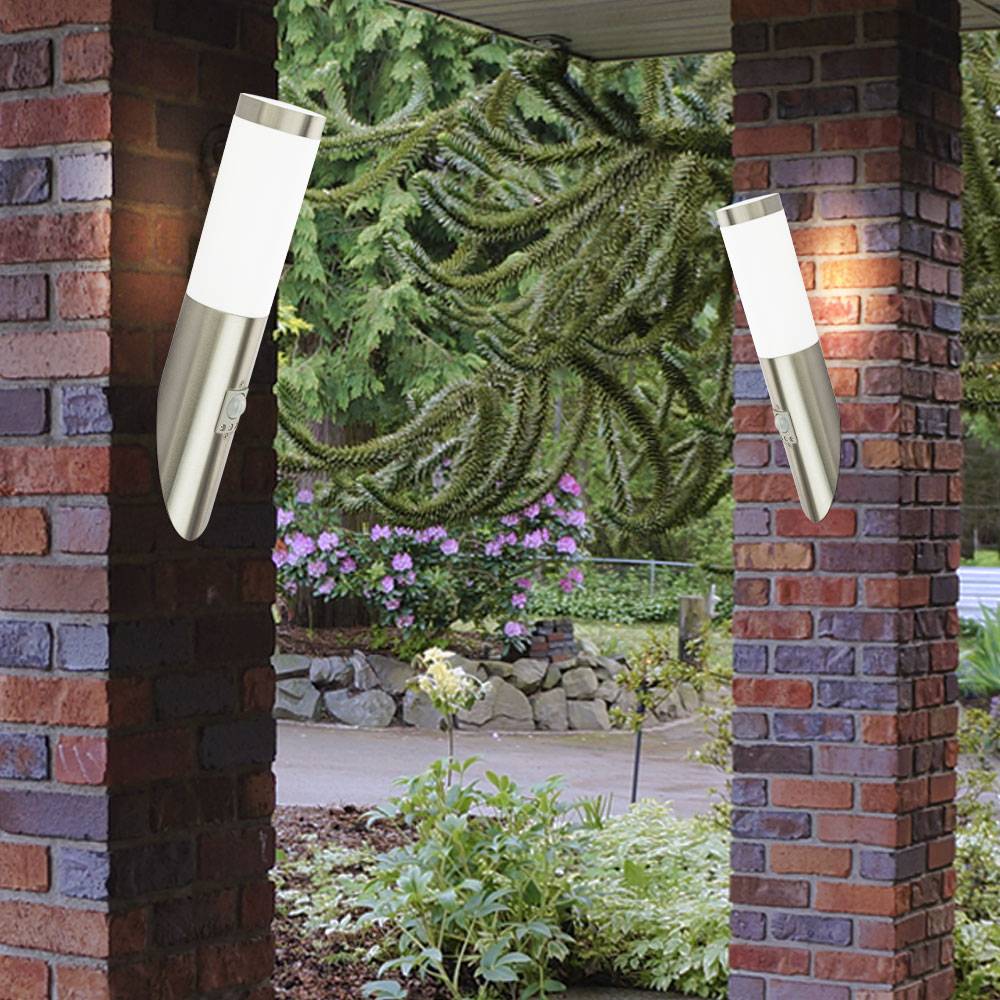 2x Wandleuchte mit Bewegungsmelder Außenleuchte Wand Modern Wandfackel Garten, Fernbedienung dimmbar, RGB LED, DxH 7,6x41 cm
