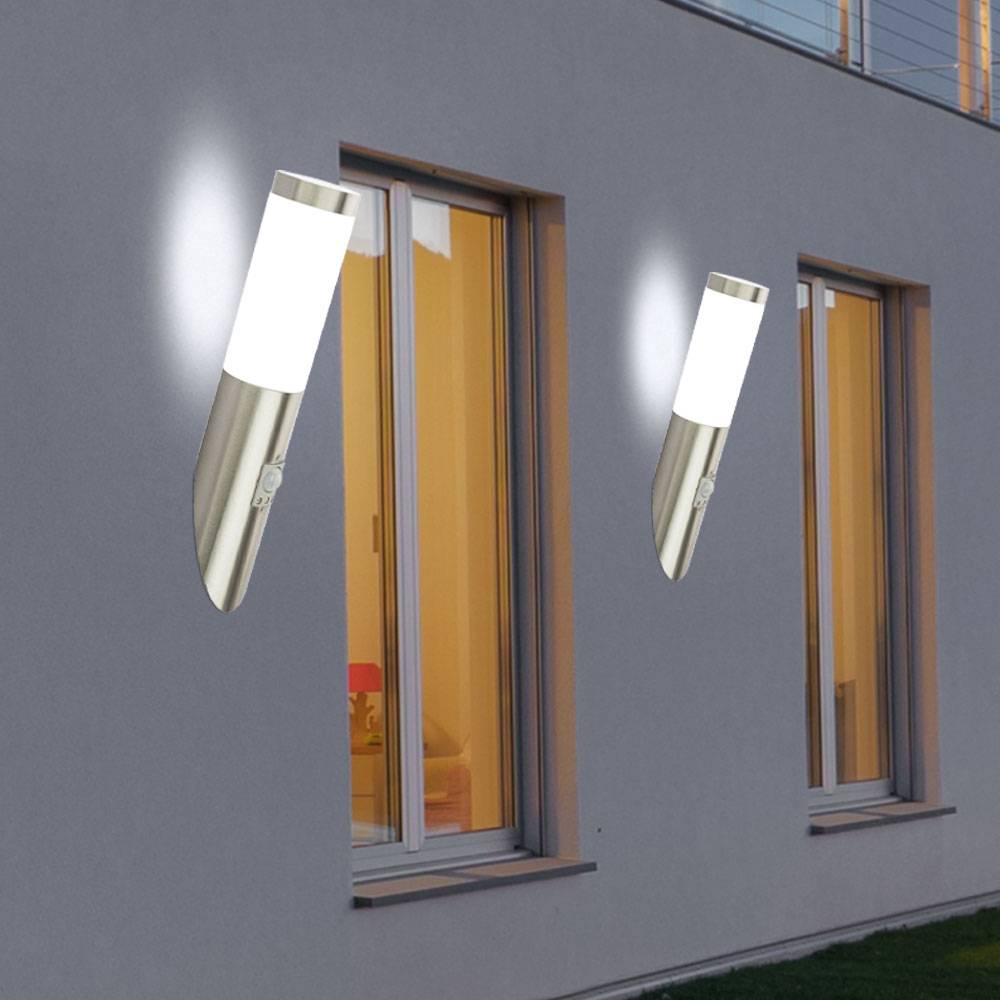 2x Wandleuchte mit Bewegungsmelder Außenleuchte Wand Modern Wandfackel Garten, Fernbedienung dimmbar, RGB LED, DxH 7,6x41 cm