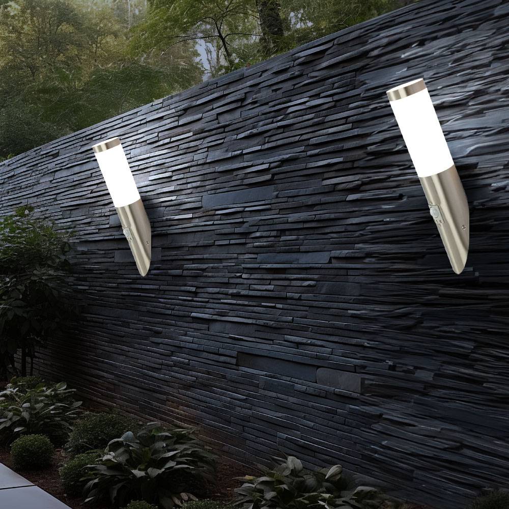 Wandleuchte mit Bewegungsmelder Außenleuchte Wand Modern Wandfackel Garten, Fernbedienung dimmbar, RGB LED 3,5W 320Lm warmweiß, DxH 7,6x41 cm