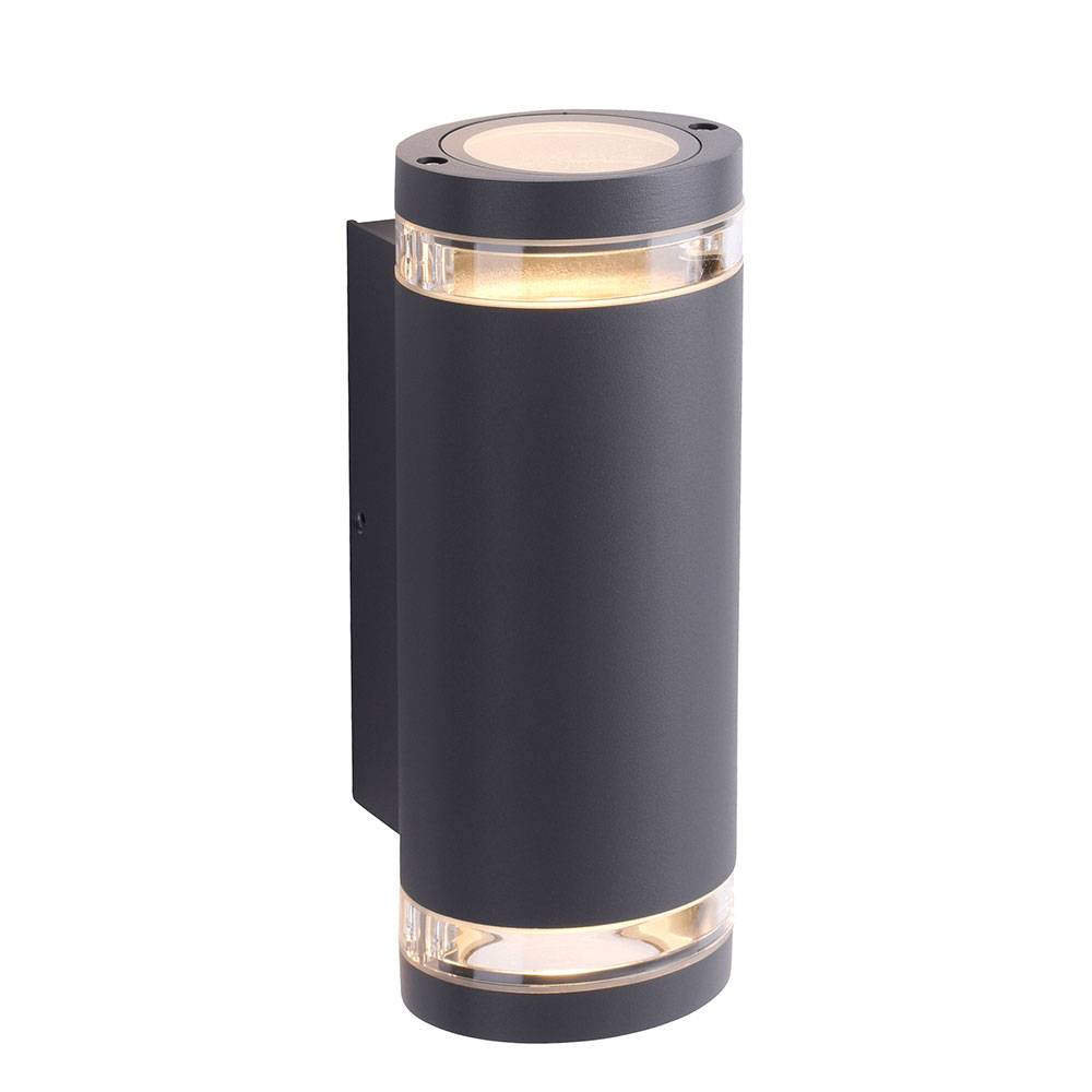 Außenleuchte Wandlampe Fassadenlampe Up Down Wandleuchte Hauswand, anthrazit, Fernbedienung dimmbar, RGB LED 3,5W 290lm warmweiß, LxH 10,4x23,3 cm