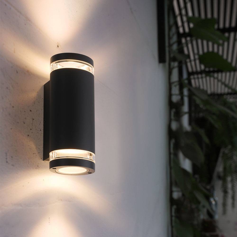 Außenleuchte Wandlampe Fassadenlampe Up Down Wandleuchte Hauswand, anthrazit, Fernbedienung dimmbar, RGB LED 3,5W 290lm warmweiß, LxH 10,4x23,3 cm