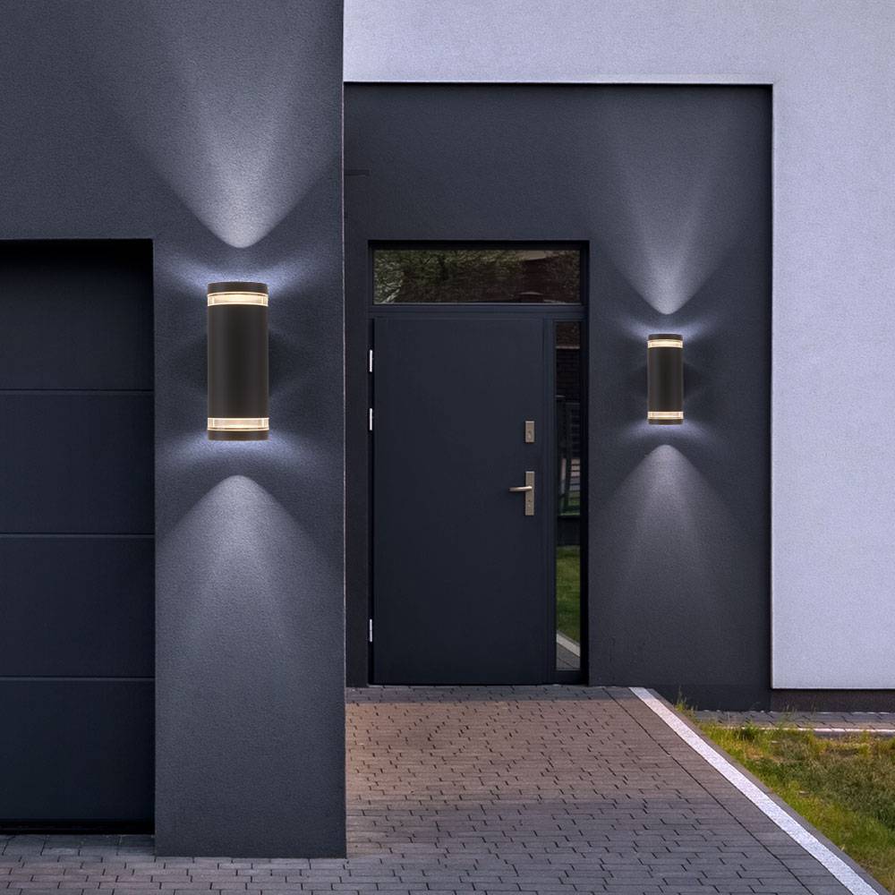 Außenleuchte Wandlampe Fassadenlampe Up Down Wandleuchte Hauswand, anthrazit, Fernbedienung dimmbar, RGB LED 3,5W 290lm warmweiß, LxH 10,4x23,3 cm