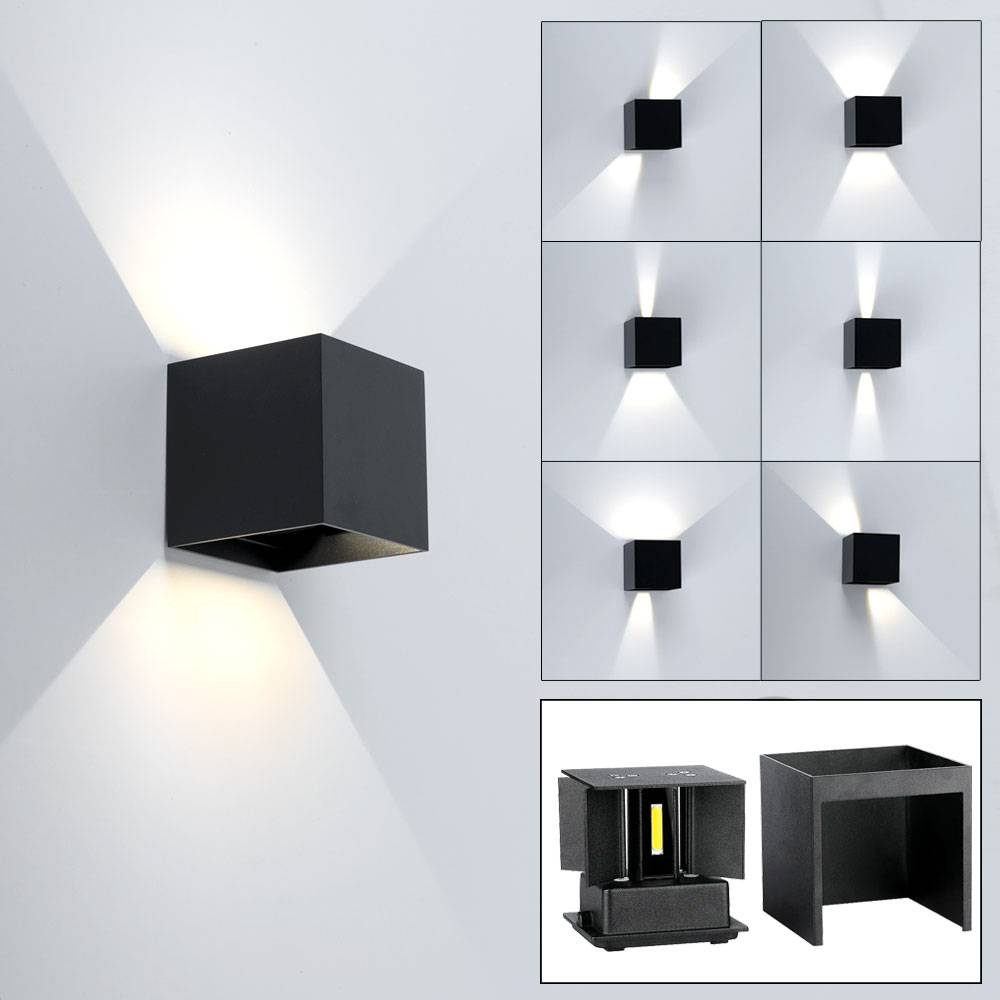 Wandlampe Aussen Up and Down Leuchten Aussen LED Wandleuchte Außen, einstellbarer Lichtkegel, Alu schwarz, LED 5W 700Lm warmweiß, LxBxH 10x10x10 cm