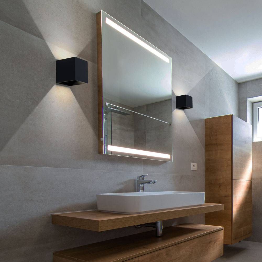 Wandlampe Aussen Up and Down Leuchten Aussen LED Wandleuchte Außen, einstellbarer Lichtkegel, Alu schwarz, LED 11W 1380lm neutralweiß, LxBxH 10x10x1