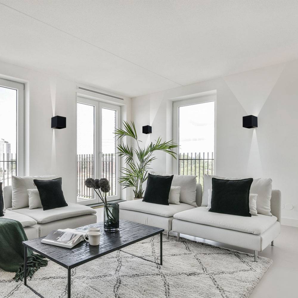 Wandlampe Aussen Up and Down Leuchten Aussen LED Wandleuchte Außen, einstellbarer Lichtkegel, Alu schwarz, LED 5W 700lm neutralweiß, LxBxH 10x10x10