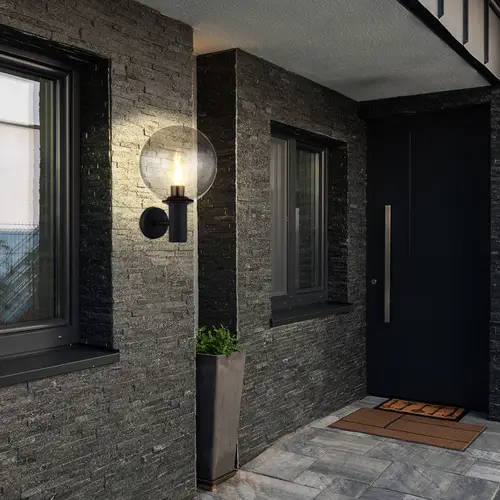 Außenlampe Edelstahl Wandleuchte Außen E27 Terrassenlampe Außen anthrazit, Glas rauch, 1x E27, LxBxH 26,5x25x37 cm Außenlampe Edelstahl Wandleuchte Außen E27 Terrassenlampe Außen anthrazit, Glas rauch, 1x E27, LxBxH 26,5x25x37 cm