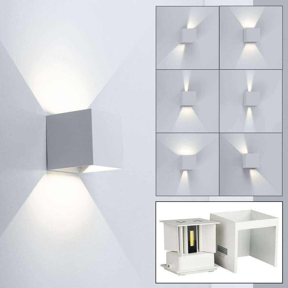 Außenleuchte Wandlampe Wandleuchte LED UP & DOWN Hauswandleuchte, Aluminium weiß Druckguss, 2x 3W 2x 290lm 3000K warmweiß, H 10 cm