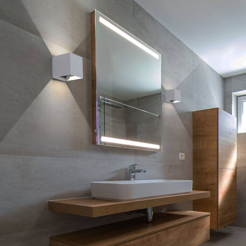 Wandlampe Aussen Up and Down Leuchten Aussen LED Wandleuchte Außen, einstellbarer Lichtkegel, Alu weiß, LED 5W 700lm neutralweiß, LxBxH 10x10x10 cm