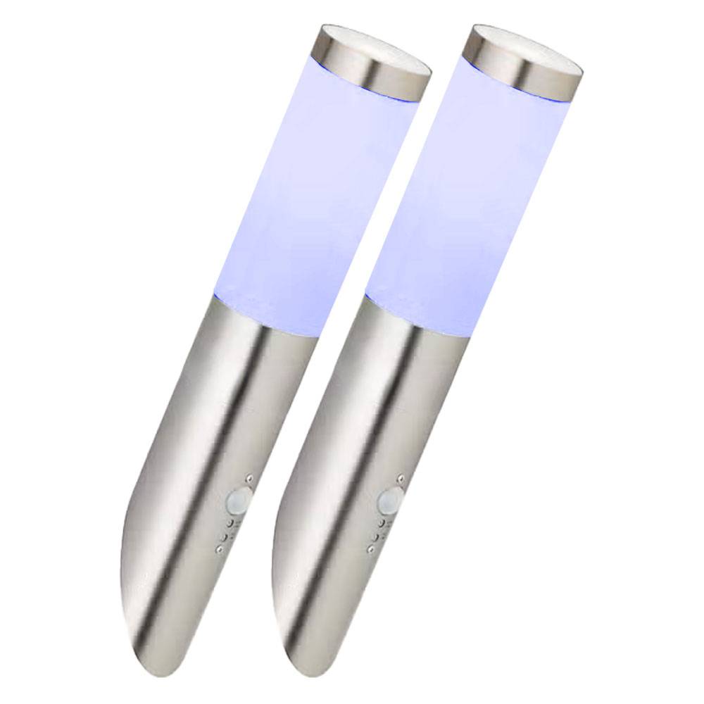 Wandleuchte Edelstahl Wandfackel Außen Hauswandleuchte Bewegungsmelder, App-Sprachsteuerung dimmbar Timer CCT, IP44, Edelstahl, 1x RGB LED 10W 806Lm