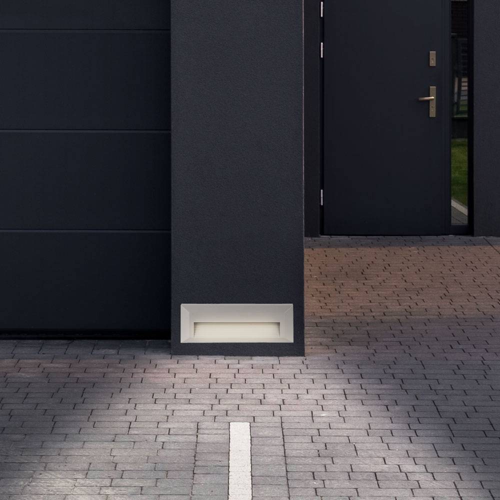 Wandlampe grau Außenleuchte Treppenhauslampe modern, LED Werkstattlampe Rechteck matt IP65, 1x LED 3W 110lm 4000K neutralweiß, LxBxH 23x2,8x8 cm