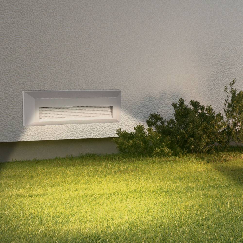 Wandlampe grau Außenleuchte Treppenhauslampe modern, LED Werkstattlampe Rechteck matt IP65, 1x LED 3W 110lm 4000K neutralweiß, LxBxH 23x2,8x8 cm