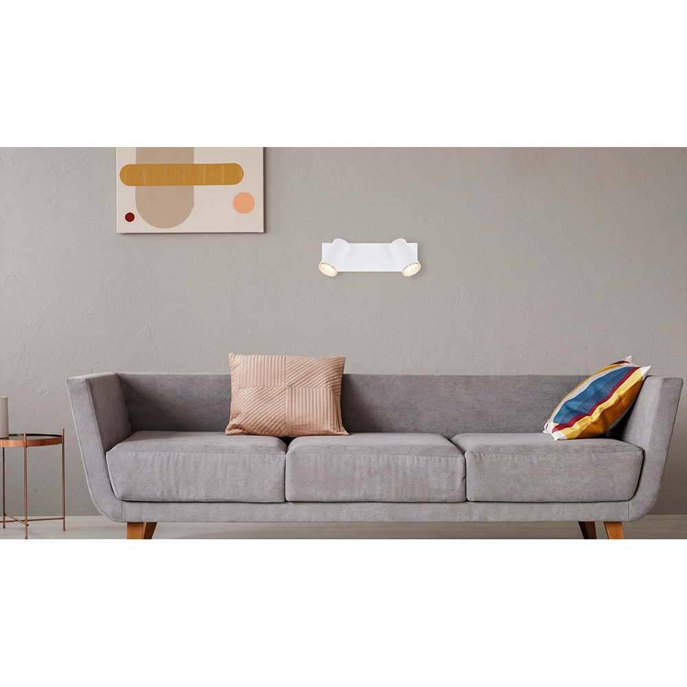 Deckenstrahler Spotleiste Deckenlampe Schlafzimmerlampe 2-flammig Strahler beweglich, Metall weiß, 2x GU10 Fassung, LxBxH 30x9x12 cm