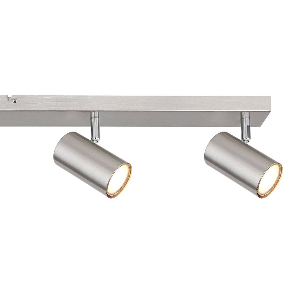 Deckenstrahler silber Spot Deckenleuchte Spotleiste 6 flammig, Metall verchromt skandinavisch, 6x GU10 Fassungen, LxBxH 115x6x12cm