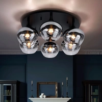 Deckenlampe Rauchglas Deckenleuchte Esszimmerleuchte rund Glaskugel Schlafzimmer, Metall schwarz, 6x E27, DxH 65x25,5 cm Deckenlampe Rauchglas Deckenleuchte Esszimmerleuchte rund Glaskugel Schlafzimmer, Metall schwarz, 6x E27, DxH 65x25,5 cm