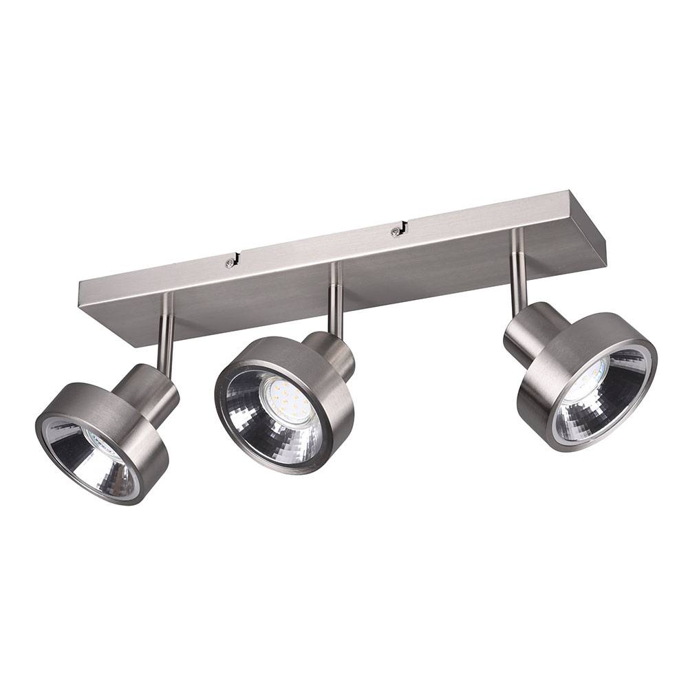 Deckenlampe silber Deckenstrahler Wohnzimmerleuchte modern Spotleiste 3-flammig, Strahler verstellbar, Metall matt, 3x GU10 Fassung, LxBxH 44x16x19