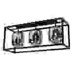Deckenlampe Glasleuchte 3 flammig Glasschirm rauchfarben Deckenleuchte rund schwarz Wohnzimmerlampe, Metall Glas, schwarz, 3x E14, LxH 77x32,5 cm