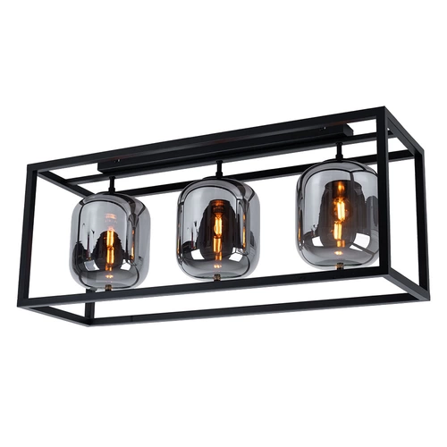 Deckenlampe Glasleuchte 3 flammig Glasschirm rauchfarben Deckenleuchte rund schwarz Wohnzimmerlampe, Metall Glas, schwarz, 3x E14, LxH 77x32,5 cm Deckenlampe Glasleuchte 3 flammig Glasschirm rauchfarben Deckenleuchte rund schwarz Wohnzimmerlampe, Metall Glas, schwarz, 3x E14, LxH 77x32,5 cm