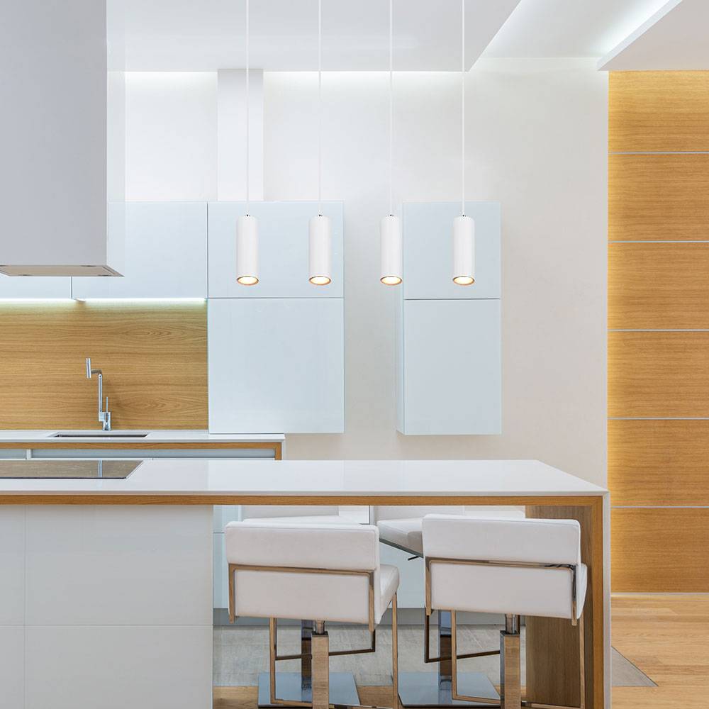 Hängeleuchte Esszimmerlampe Pendelleuchte 4-flammig Modern Hängelampe, Metall weiß, 4x GU10 Fassungen, LxBxH 75x9x150 cm