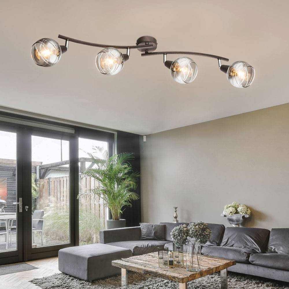 LED Decken Leuchte Lampe Beleuchtung Metall Bronze Glas Spots Beweglich Küche