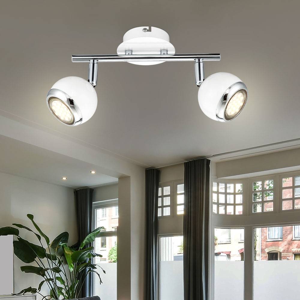 Deckenspot schwenkbar Deckenlampe Wohnzimmer Strahler Deckenleuchte 2-Flammig weiß, Metall, 2x GU10 LED 2,5W 200Lm warmweiß, LxH 25x15 cm