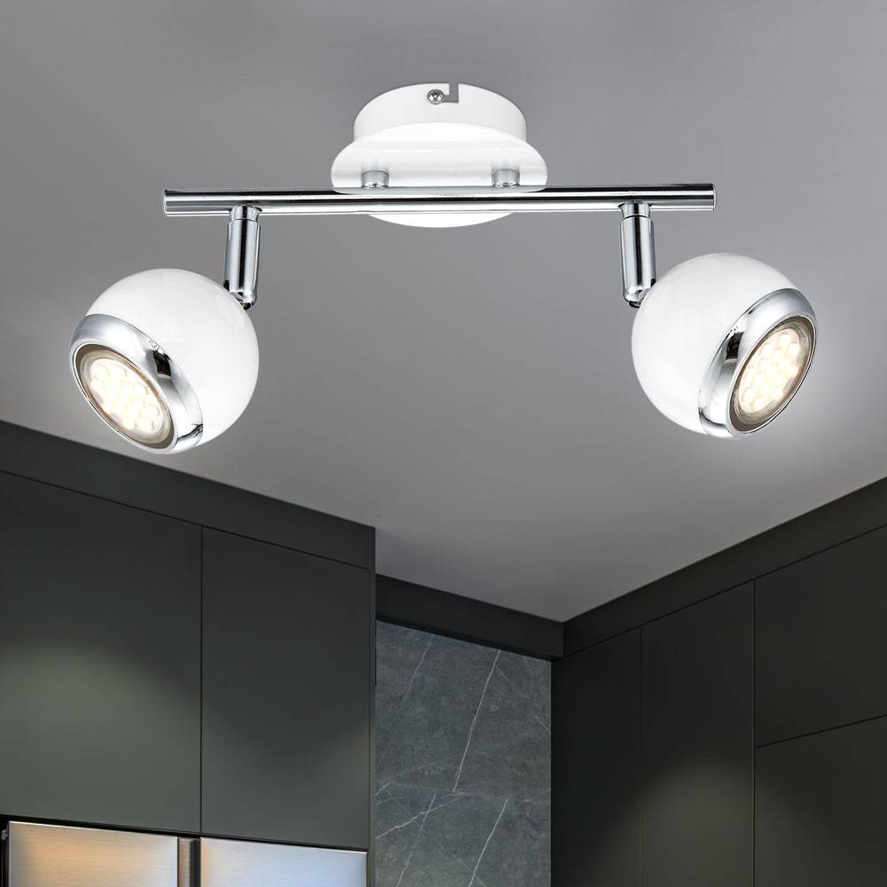 Deckenspot schwenkbar Deckenlampe Wohnzimmer Strahler Deckenleuchte 2-Flammig weiß, Metall, 2x GU10 LED 2,5W 200Lm warmweiß, LxH 25x15 cm