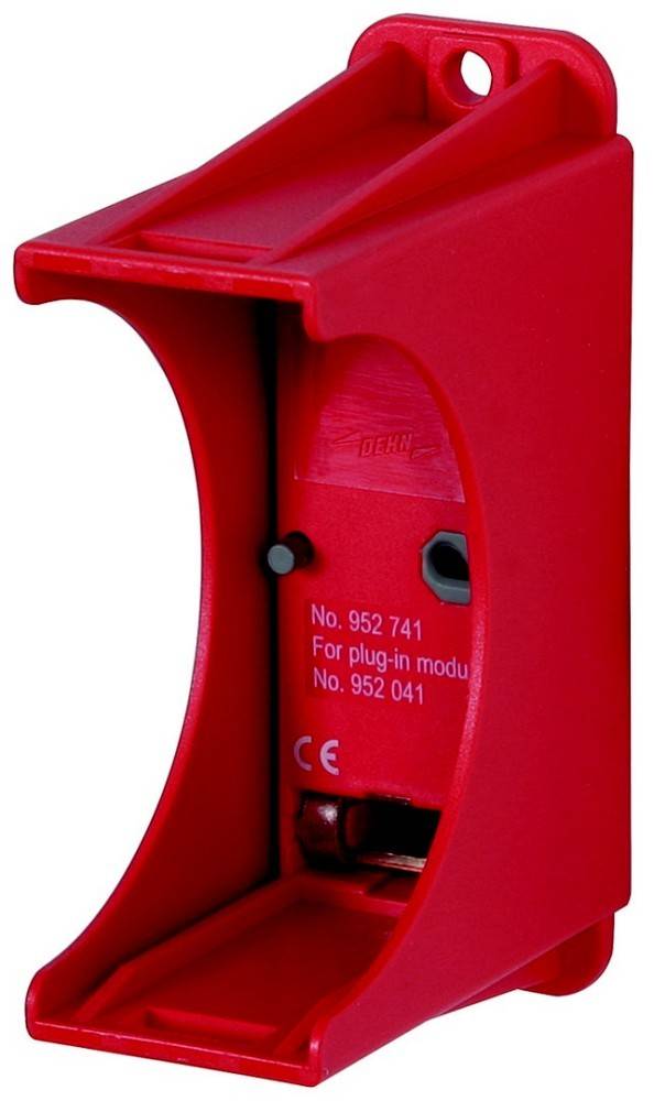 Rote Kunststoffgehäuse, gekennzeichnet mit 'Nr. 952 741' und 'Für Steckmodul Nr. 952 041', mit CE-Kennzeichnung, verwendet in modularen elektrischen Systemen.