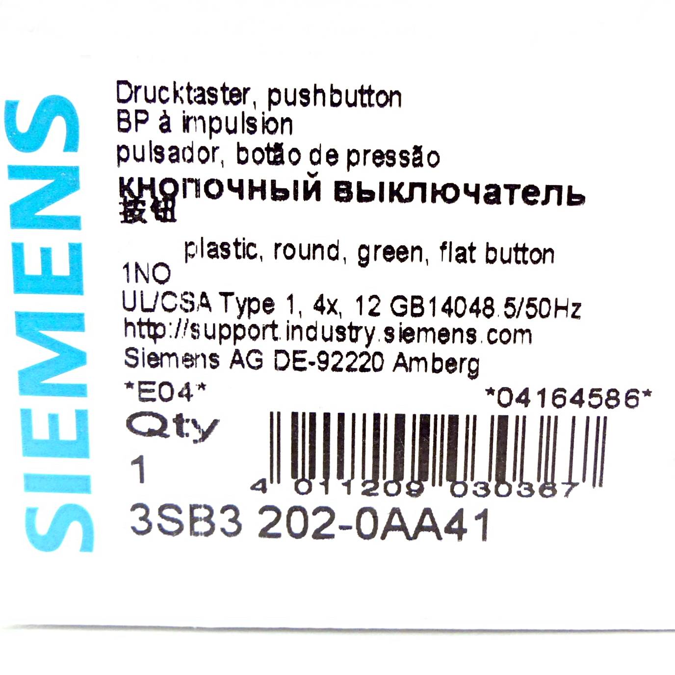Siemens Drucktaster grün (3SB3202-0AA41)