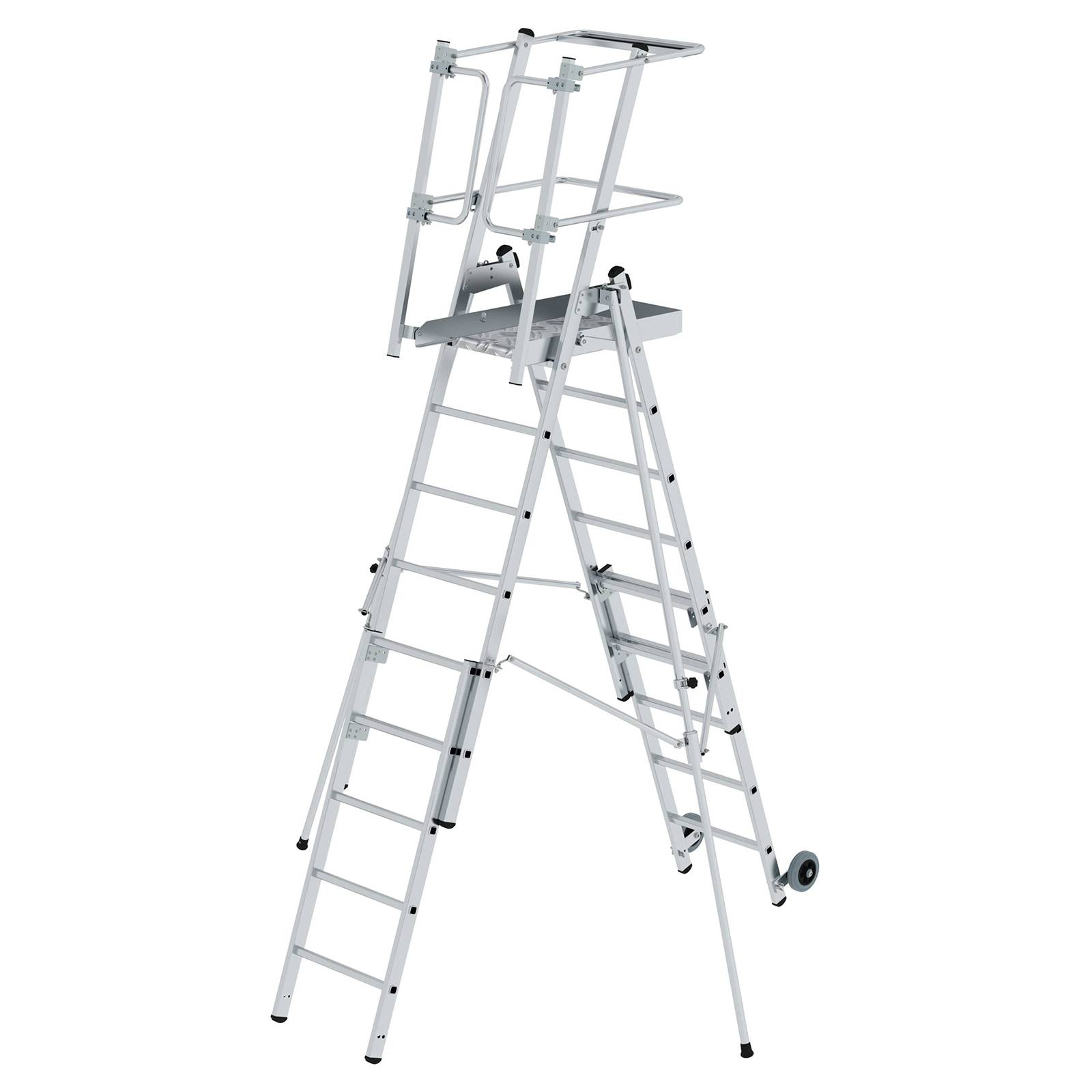 MUNK Plattformleiter FlexxStep 6 Sprossen mit Teleskopaufsatz plus 3 Sprossen