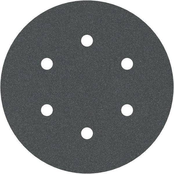 Runde Schleifpapier-Scheibe mit sechs gleichmäßig verteilten Löchern zur Staubabsaugung.