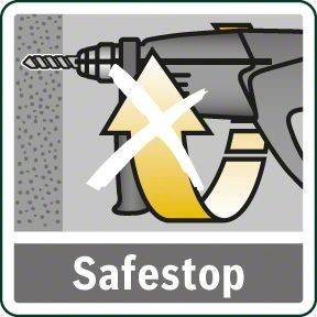 Durchgestrichenes Bohrmaschinen-Symbol mit dem Text 