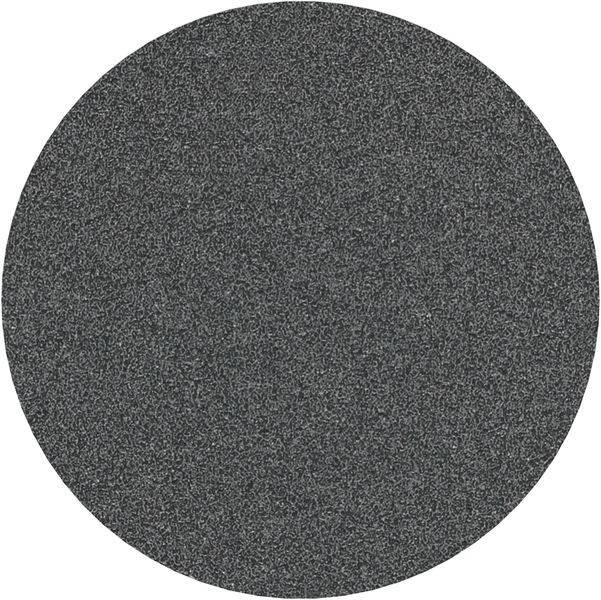 Eine kreisförmige Schleifscheibe mit einer strukturierten grauen Oberfläche, die zum Glätten von Oberflächen in der Holz- oder Metallbearbeitung verwendet wird.