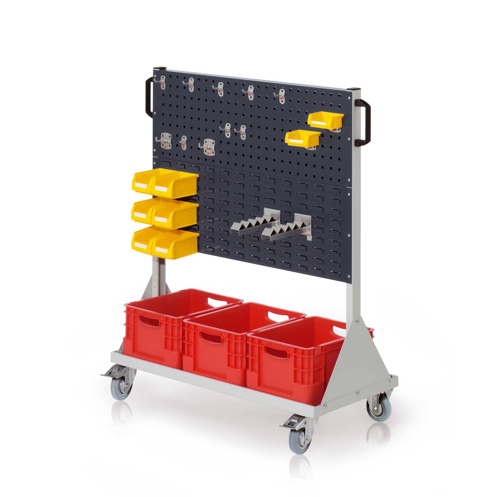 Kappes RasterMobil® mobiler Arbeitsplatzschrank Größe #3 1230x1000x500mm - 2x Lochplatte 2x Schlitzplatte - 29-teilig - anthrazitgrau