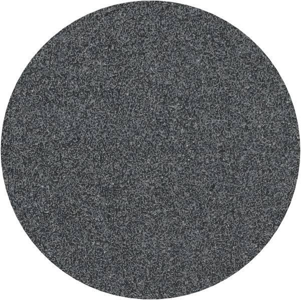 Eine strukturierte, dunkelgraue kreisförmige Oberfläche, die einem groben Stoff- oder Teppichmaterial ähnelt.